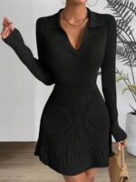 Rochie Scurta Tricotata Nina Neagra