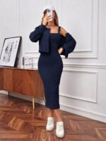 Compleu cu Rochie Midi Corina Bleumarin