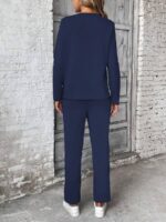 Compleu Zerra Bleumarin format din Bluza si Pantalon - imagine 2