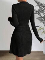 Rochie Scurta Tricotata Nina Neagra - imagine 2