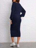 Compleu cu Rochie Midi Corina Bleumarin - imagine 2