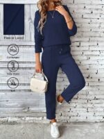 Compleu Zerra Bleumarin format din Bluza si Pantalon