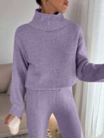 Compleu Tricotat cu Pantalon Dinna Lila - imagine 3