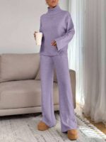 Compleu Tricotat cu Pantalon Dinna Lila