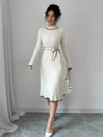 Rochie Midi Tricotata Stella Crem - imagine 3