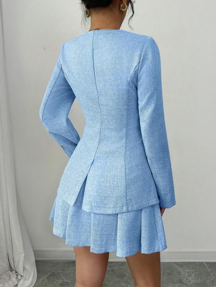 17 Compleu cu Fusta Scurta Plisata Lenna Bleu - imagine 2