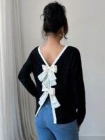 Bluza Dama Delia Neagra cu Funde Crem