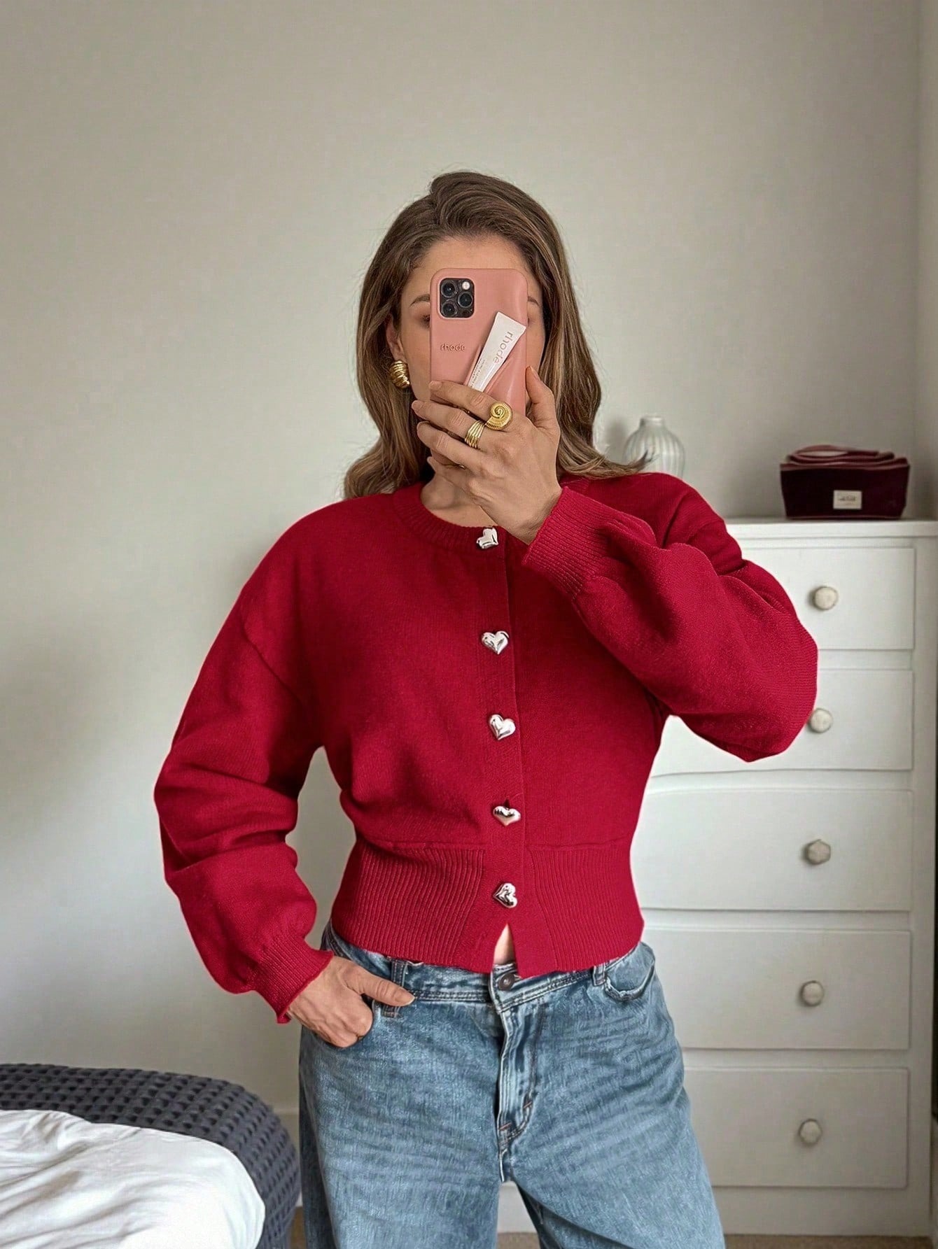 18 Pulover Tricotat Fiona Rosu - imagine 3