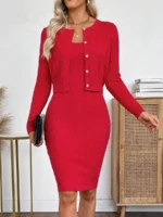 Compleu cu Rochie Scurta Rally Rosu