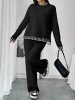 Compleu Tricotat cu Pantalon Petronela Negru