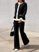 Compleu Tricotat cu Pantalon Zerly Negru - imagine 2