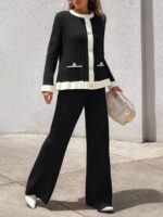 Compleu Tricotat cu Pantalon Zerly Negru