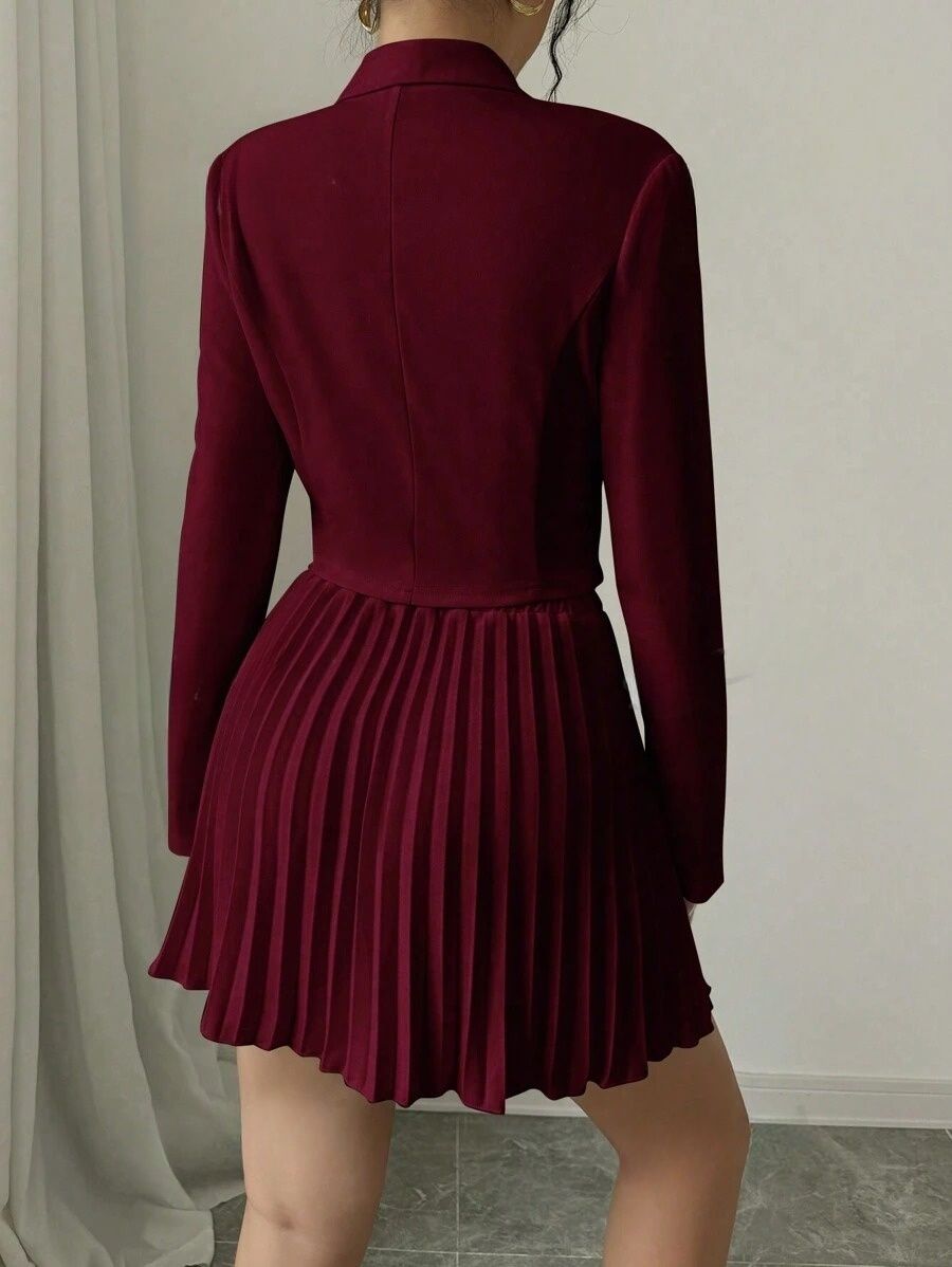 19 Compleu cu Fusta Scurta Plisata Sofia Grena - imagine 2