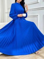 Rochie Lunga Jaina Albastra Plisata - imagine 3