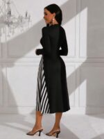 Rochie Midi Colin Neagra cu Alb - imagine 2