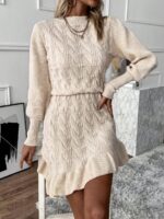Rochie Scurta Tricotata Dinna Crem
