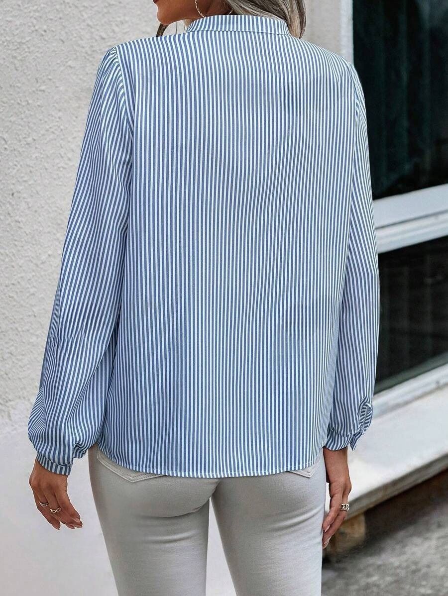 2 Camasa Dama Salia Bleu cu Dungi Albe - imagine 2