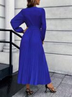 Rochie Lunga Sanah Albastra cu Pliuri - imagine 2
