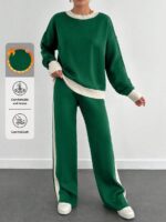 Compleu Tricotat cu Pantalon Arianna Verde