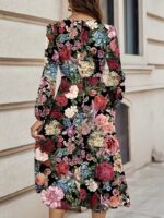 Rochie Midi Selene Neagra Inflorata - imagine 2