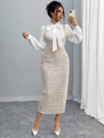 Compleu Alice format din Camasa Alba si Rochie Midi