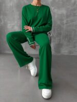 Compleu Tricotat cu Pantalon Camelia Verde - imagine 3