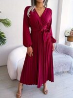 Rochie Midi Farine Grena Plisata