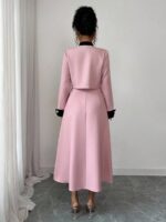 Compleu cu Fusta Midi Zirra Roz - imagine 2