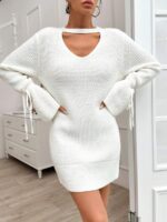 Rochie Scurta Tricotata Melania Alba - imagine 3