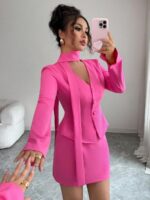 Compleu cu Fusta Scurta Selena Roz - imagine 2