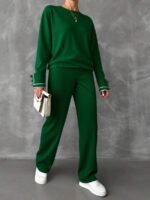 Compleu Tricotat cu Pantalon Camelia Verde - imagine 4