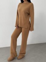 Compleu Tricotat cu Pantalon Asma Maro - imagine 2