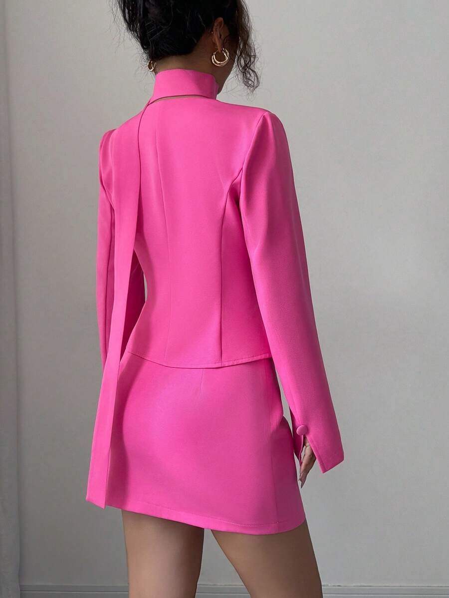 22 Compleu cu Fusta Scurta Selena Roz - imagine 3