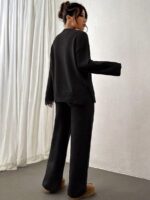 Compleu Tricotat cu Pantalon Asma Negru - imagine 2