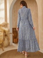 Rochie Lunga Payal Gri Inflorata - imagine 2