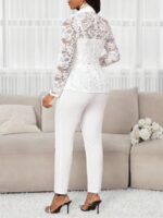 Compleu cu Pantalon Simina Alb - imagine 2
