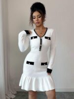 Rochie Tricotata Scurta Monica Alba - imagine 4