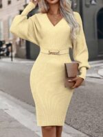 Rochie Scurta Tricotata Petra Crem - imagine 3
