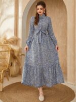 Rochie Lunga Payal Gri Inflorata