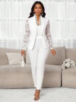 Compleu cu Pantalon Simina Alb - imagine 3