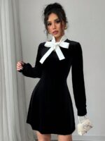 Rochie Scurta Mirra Neagra din Catifea