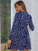 Rochie Scurta Mariah Albastra cu Print Alb - imagine 2