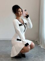 Rochie Tricotata Scurta Monica Alba - imagine 3