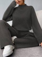 Compleu Tricotat cu Pantalon Raluka  Gri - imagine 4