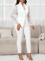 Compleu cu Pantalon Simina Alb