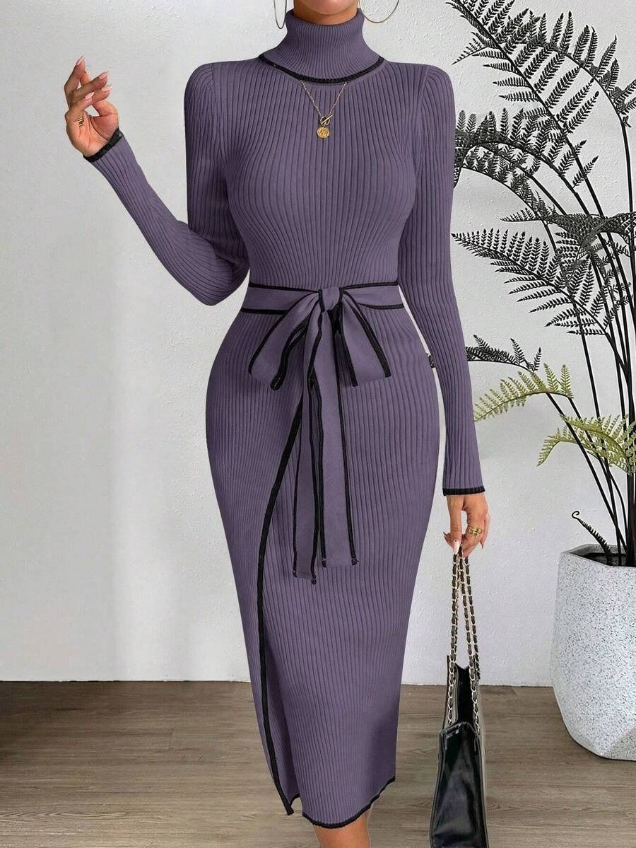 25 Rochie Midi Tricotata Adriela Violet - imagine 1