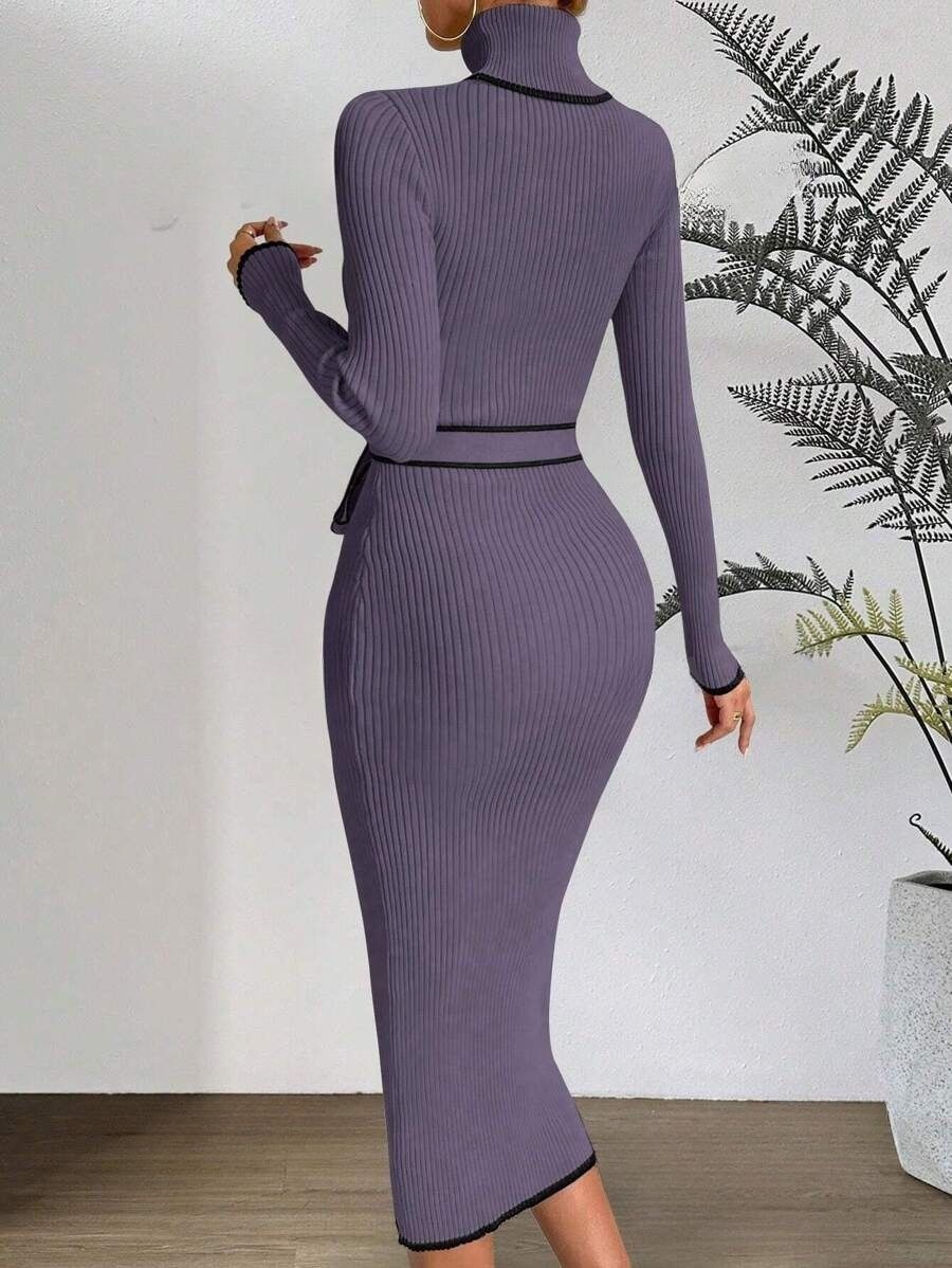26 Rochie Midi Tricotata Adriela Violet - imagine 2