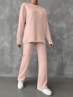 Compleu Tricotat cu Pantalon Camelia Roz - imagine 3