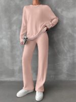 Compleu Tricotat cu Pantalon Camelia Roz