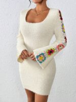 Rochie Scurta Tricotata Crina Alba - imagine 3